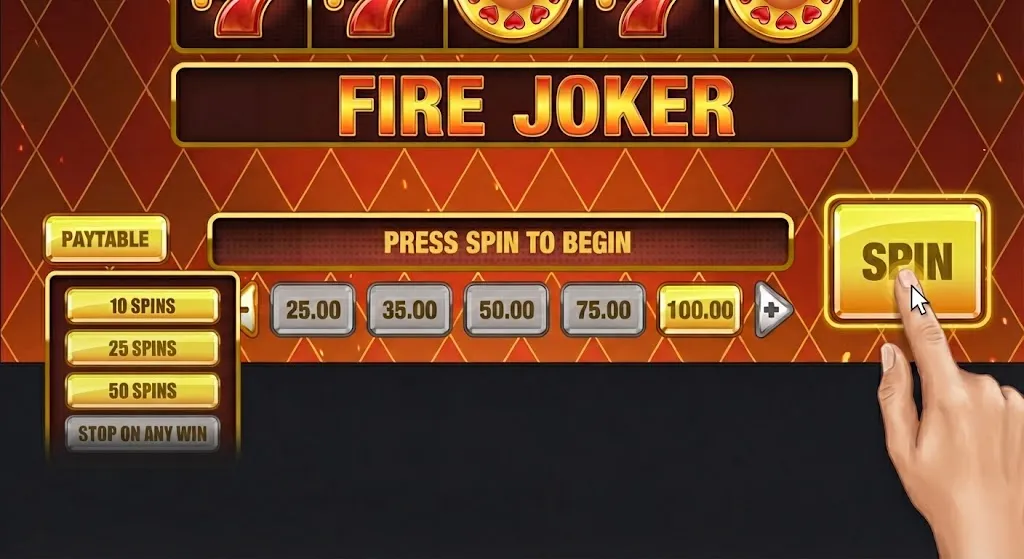 Fire Joker spin button — tap to execute spin